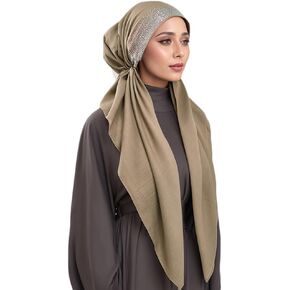 Women's Instant Hijab Scarf Stretchy Jersey Head Wrap with Rhinestone Accents Muslim Hijab Cap in Saudi Arabia