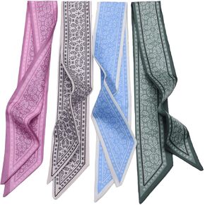 4PCS Fashion Silk Scarves for Women Skinny Neck Head Scarves Purse Scarf Headbands for Bags Hair Accessories in Saudi Arabia