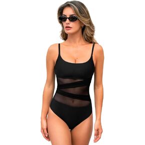 CUPSHE Women's One Piece Swimsuit Scoop Neck Adjustable Straps Bathing Suit Mesh Panel Hook in Saudi Arabia