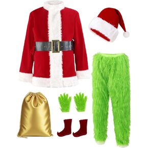ACH Christmas Costume Adults Men Santa Claus Suit 7PCS Deluxe Professional Furry Xmas Halloween Cosplay Outfit for Adult Set in Saudi Arabia