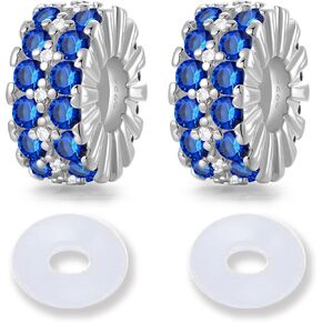 HappyStar 925 Stopper Beads Charms for Bracelets Clip Spacer Charm Bracelet Stoppers with Cubic Zirconia Rubber inner in Saudi Arabia