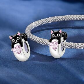 1pc 925 Silver Fashionable black cat Beads Charms Fit DIY Jewelry Matching And Daily Outfit Decoration Gift For Women in Kuwait