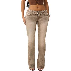 True Religion Women’s Becca Belted Cargo Bootcut Jeans – Low Rise in Saudi Arabia