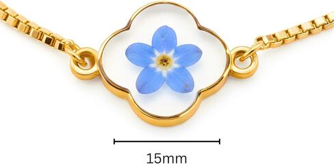Forget Me Not Real Flower Bracelet, 18K Gold Stainless Steel Jewelry for Best Friend, Memorial & Inspirational Gifts in Kuwait