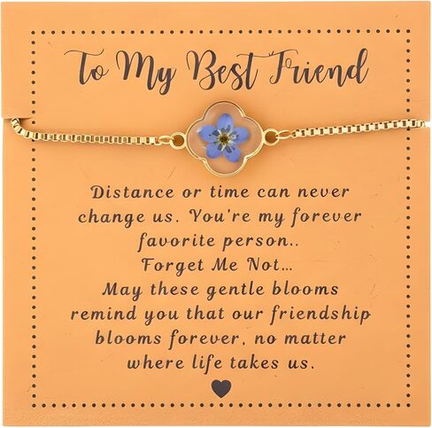 Forget Me Not Real Flower Bracelet, 18K Gold Stainless Steel Jewelry for Best Friend, Memorial & Inspirational Gifts in Kuwait