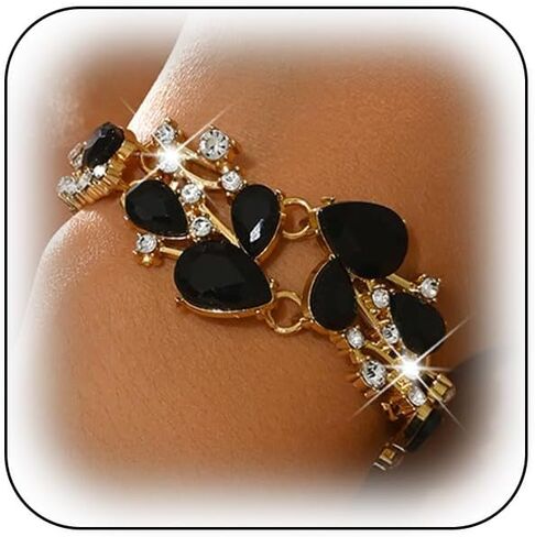 Red Rhinestone Bracelet for Women Trendy Wedding Bridal Prom Geometric Crystal Bracelets Dainty Teardrop Statement Jewelry Costume Outfit Accessories in Kuwait