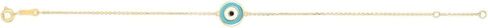 Floreo 14k Yellow Gold 12.3mm Blue Turquoise Enamel Evil Eye Charm Link Bracelet, Extendable 6.25" - 7 Inch in Saudi Arabia