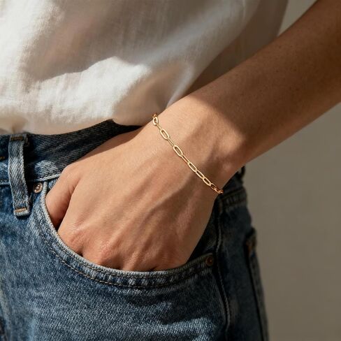 MSBLUE® Minimalist Paperclip Chain Bracelet, 6" to 8" Length, Hand Chain Bracelet for Women in Saudi Arabia