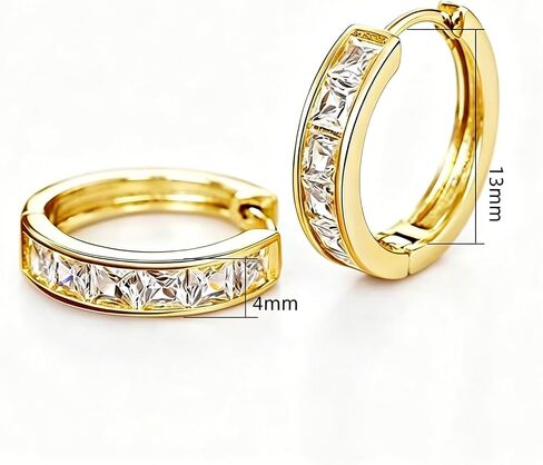 14K Gold Plated Huggie Hoop Earrings for Womens with Round Cubic Zirconia Dainty Gold Hoops Hypoallergenic Resistant Jewelry for Sensitive Ears in Saudi Arabia