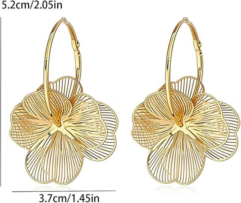 Flower Earrings for Women Metal CZ Golden Plated Flower Hoop Earring Hawaiian Petal Bohemian Earrings Summer Party Jewelry in Saudi Arabia