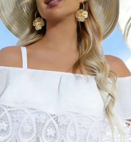 Flower Earrings for Women Metal CZ Golden Plated Flower Hoop Earring Hawaiian Petal Bohemian Earrings Summer Party Jewelry in Saudi Arabia