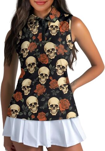 Women's Golf Sleeveless Shirt 1/4 Zip Up Tennis Polo Workout Tank Tops Quick Dry Elastic Racerback Athletic Wear in Kuwait