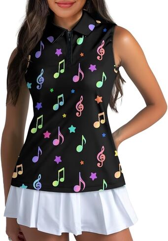 Women's Golf Sleeveless Shirt 1/4 Zip Up Tennis Polo Workout Tank Tops Quick Dry Elastic Racerback Athletic Wear in Kuwait