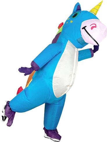 Unicorn Inflatable Costume Adult Szied Funny Halloween Inflatable Costume Blow Up Costumes for Man and Women Suitable for Halloween, Christmas, Easter, birthday parties（Blue） in Saudi Arabia