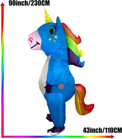 Unicorn Inflatable Costume Adult Szied Funny Halloween Inflatable Costume Blow Up Costumes for Man and Women Suitable for Halloween, Christmas, Easter, birthday parties（Blue） in Saudi Arabia