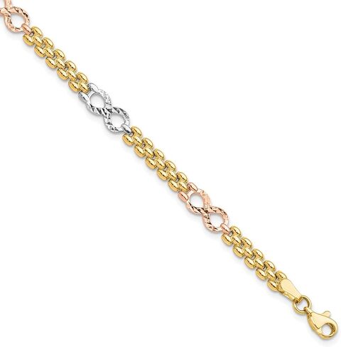 IceCarats 14K الصلبة ثلاثي اللون الذهب 5mm سميكة البيزنطية سلسلة إنفينيتي الحب عقدة سوار 7.5 بوصة مصقول لها in Kuwait