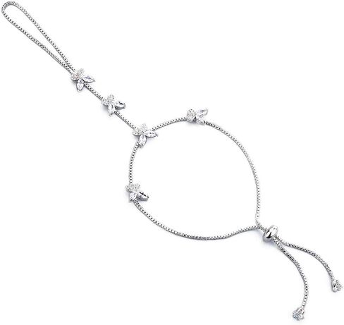 18k White Gold Plated Hand Chain Bracelets for women Adjustable Cubic Zirconia Ring Bracelet Slave Chain Hand Harness in Kuwait