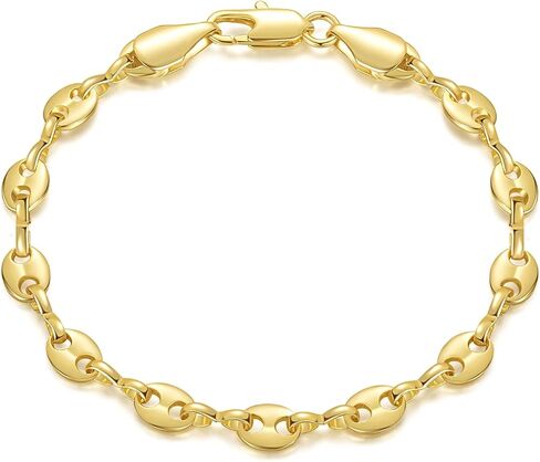 14K Gold Thick Mariner Link Bracelet for Women and Men Elegant Gold Chain Jewelry Gifts Sizes 6.5-9 Inches in Saudi Arabia