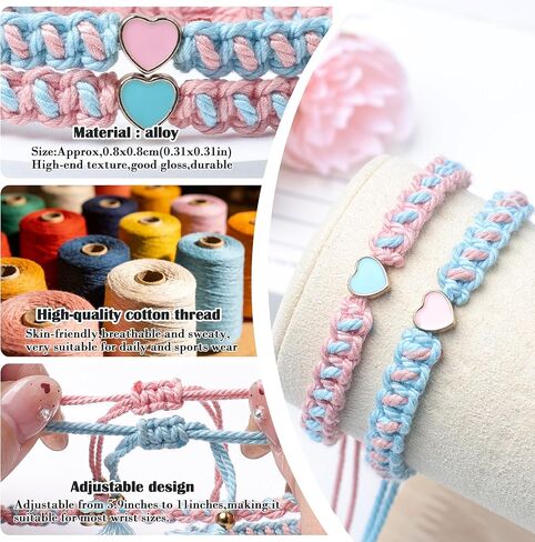 Matching Bracelets Heart Beaded Couples Bracelets Gifts Set of 2 Friendship Bracelets Long Distance Bracelets for Boyfriend Girlfriend Best Friend Soulmate Bracelets in Saudi Arabia