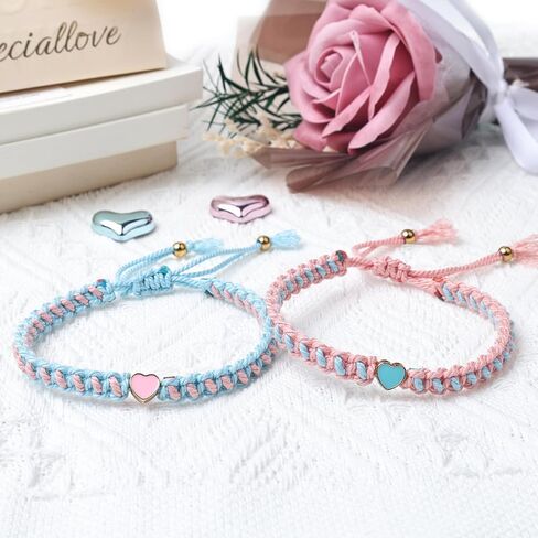 Matching Bracelets Heart Beaded Couples Bracelets Gifts Set of 2 Friendship Bracelets Long Distance Bracelets for Boyfriend Girlfriend Best Friend Soulmate Bracelets in Saudi Arabia