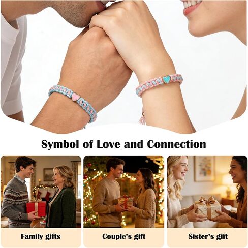 Matching Bracelets Heart Beaded Couples Bracelets Gifts Set of 2 Friendship Bracelets Long Distance Bracelets for Boyfriend Girlfriend Best Friend Soulmate Bracelets in Saudi Arabia