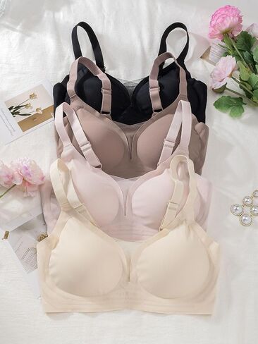 4 Pack Women's Wireless Jelly No Underwire Bra Supportive Comfortable Seamless Full Coverage Bralette in Saudi Arabia