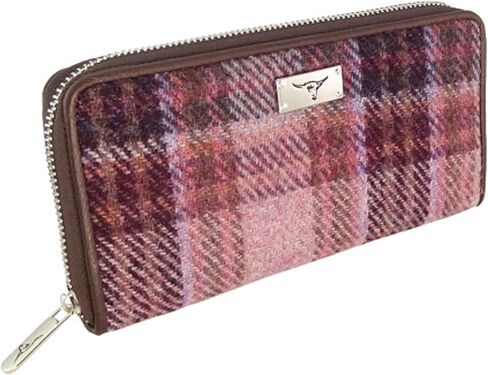 Glen Appin of Scotland Harris Tweed Wallet Large Zip Purse for Women Made in Scotland (Green Herringbone with Overcheck) in Kuwait