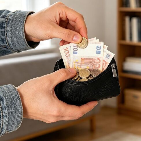 5 قطع صغيرة من محفظة النقود المعدنية، حقيبة جلدية بسحاب تغيير المحفظة المحمولة من جلد البولي يوريثان، جيب صغير للعملات المعدنية، حامل تغيير الحقيبة للرجال والنساء، بطاقة الائتمان، مفتاح أحمر الشفاه in Kuwait