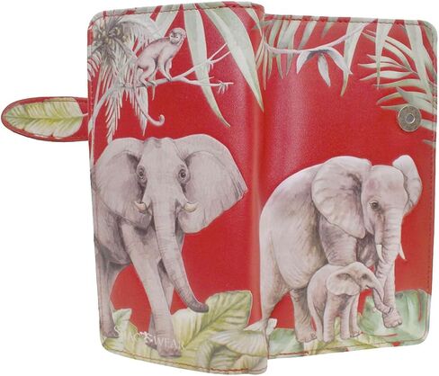 محفظة Shag Wear Elephant Jungle Animal كبيرة للنساء والفتيات المراهقات من الجلد الصناعي النباتي مقاس 7 بوصات باللون الأحمر in Kuwait