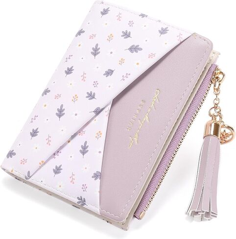 GAEKEAO Small Womens Wallet RFID Blocking Bifold Card Holder Tassel Vegan Leather Wallets Cute Pattern with Zipper Pocket in Saudi Arabia