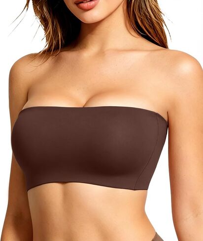 VRCOMFY Strapless Bras for Women Wireless Non-Padded Bandeau Bra Seamless Non-Slip Invisible Bralette Including Clear Straps in Saudi Arabia