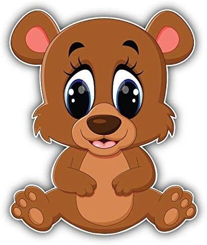 DG Graphics Cute Bear Cartoon Animal Art Decor 4'' x 5'' Vinyl Decal Sticker Wall Window Any Smooth Surface in Kuwait