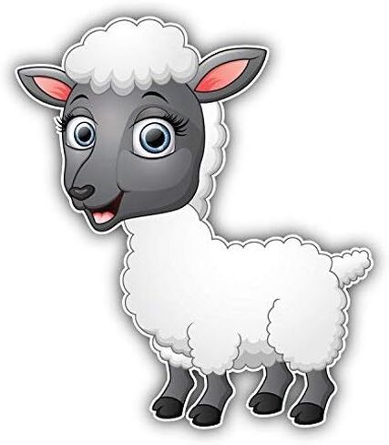 DG Graphics Cartoon Funny Sheep Art Decor 4'' x 5'' Vinyl Decal Sticker Wall Window Any Smooth Surface in Kuwait