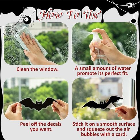 Halloween Decorations Window Clings Decorations Large Witches Cauldron Black Bats Pumpkin Ghost Stickers Decals Decor for Indoor School Home Office Party 3 Sheets in Saudi Arabia