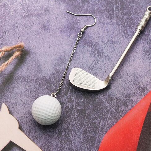 Funny Sport Ball Dangle Earrings Gift,Delicate Golf Ball Long Pendant Earrings for Women Lady Personalized Silver Drop Earrings Jewelry in Saudi Arabia