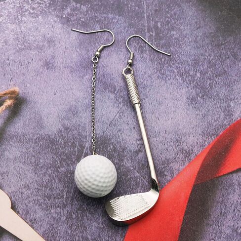 Funny Sport Ball Dangle Earrings Gift,Delicate Golf Ball Long Pendant Earrings for Women Lady Personalized Silver Drop Earrings Jewelry in Saudi Arabia
