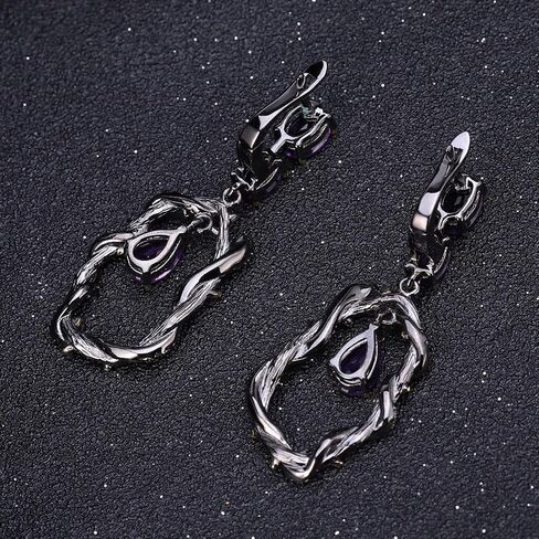 Kemstone Whispering Gems Series Natural Amethyst Earrings Vine Dangle Drop Earrings in 925 Sterling Silver in Saudi Arabia