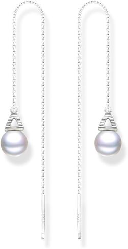 Lovans Hypoallergenic 925 Sterling Silver Threader Earrings for Women Lightweight Long Pearl Drop Dangle Chain Duster Pull Through Jewelry for Wedding Bride Bridesmaid Gifts (Gold & Silver) in Saudi Arabia