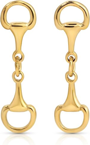 Mini Horsebit Dangle Earrings, Dainty 18K Gold Plated Stainless Steel Horse Jewelry, Hypoallergenic, Nickel Free & Safe for Sensitive Skin, Lightweight Minimalist Western Style in Saudi Arabia