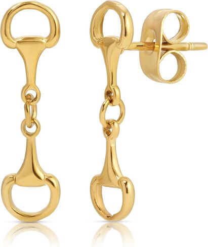 Mini Horsebit Dangle Earrings, Dainty 18K Gold Plated Stainless Steel Horse Jewelry, Hypoallergenic, Nickel Free & Safe for Sensitive Skin, Lightweight Minimalist Western Style in Saudi Arabia