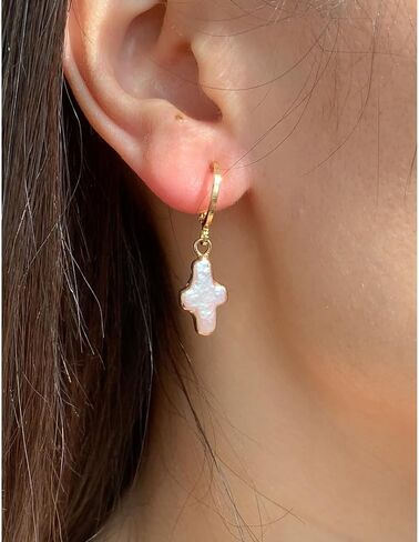 Natural Freshwater Pearl Cross Earrings for Women, Christian Cross Dangle Earrings Chunky with Baroque Pearls, 18K Gold Plated Religious Jewelry Earrings, Elegant Gift in Saudi Arabia