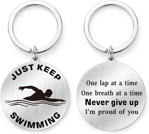 Swimmer Gifts - Just Keep Swimming Inspirational Swimming Keychain - Gift for Swimmers Boys Girls Women Men in Saudi Arabia