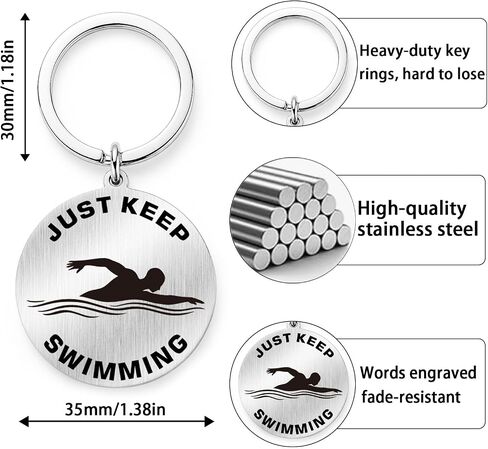 Swimmer Gifts - Just Keep Swimming Inspirational Swimming Keychain - Gift for Swimmers Boys Girls Women Men in Saudi Arabia