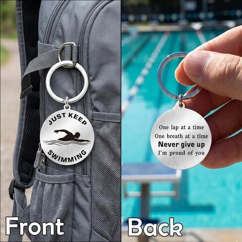 Swimmer Gifts - Just Keep Swimming Inspirational Swimming Keychain - Gift for Swimmers Boys Girls Women Men in Saudi Arabia