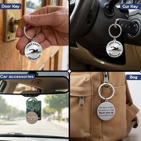 Swimmer Gifts - Just Keep Swimming Inspirational Swimming Keychain - Gift for Swimmers Boys Girls Women Men in Saudi Arabia