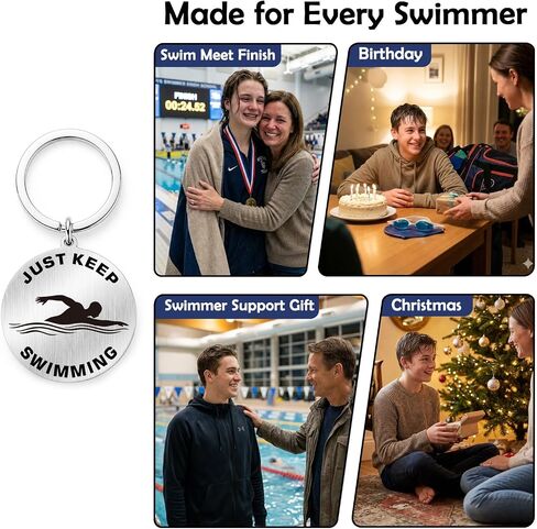 Swimmer Gifts - Just Keep Swimming Inspirational Swimming Keychain - Gift for Swimmers Boys Girls Women Men in Saudi Arabia