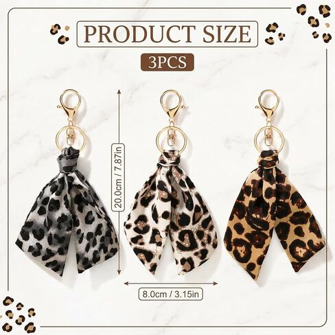 3PCS Leopard Bag Charm, Fashion Bag Accessories, Cheetah Keychain Set with Camel White Gray Leopard Print Bag Charms for Handbags and Purses in Saudi Arabia