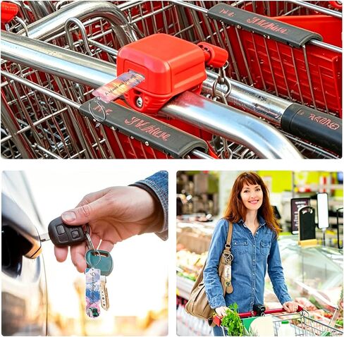 Personalized Shopping Cart Keychain,Acrylic Trolley Token Bulk | Custom acrylic trolley token,full-color UV print.Personalize logo,text,image.2-in-1 keychain cart token.Great for bulk gifts. in Saudi Arabia