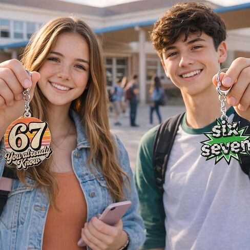 12PCS Six Seven 67 Acrylic Keychains Set, Funny “Six Seven" Number Bag Charms, Viral 6-7 Gag Gift for Friends, Trendy Backpack & Key Ring Accessories, Cool Novelty Gift for Teens & Adults in Saudi Arabia