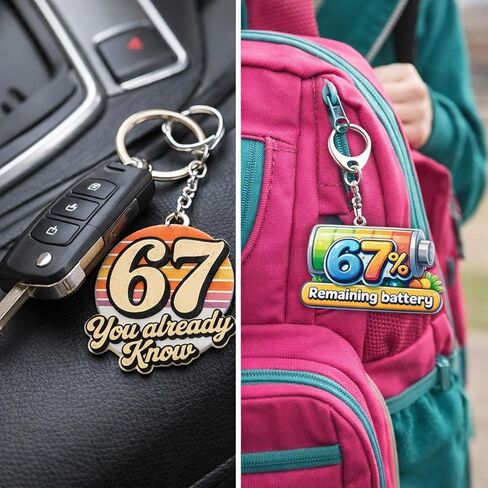 12PCS Six Seven 67 Acrylic Keychains Set, Funny “Six Seven" Number Bag Charms, Viral 6-7 Gag Gift for Friends, Trendy Backpack & Key Ring Accessories, Cool Novelty Gift for Teens & Adults in Saudi Arabia